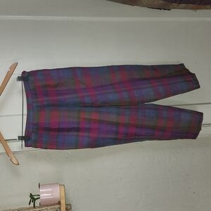 Vintage Silkland Multicolored Plaid  cropped pant